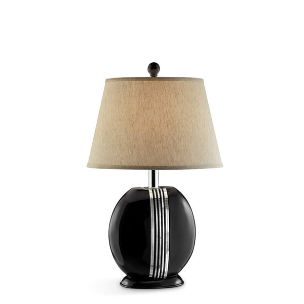 Homeroots Black Polyresin Lamp With Beige Fabric Shade   468676