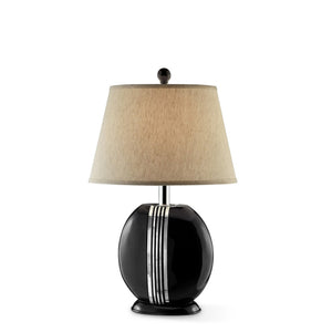 Homeroots Black Polyresin Lamp With Beige Fabric Shade   468676