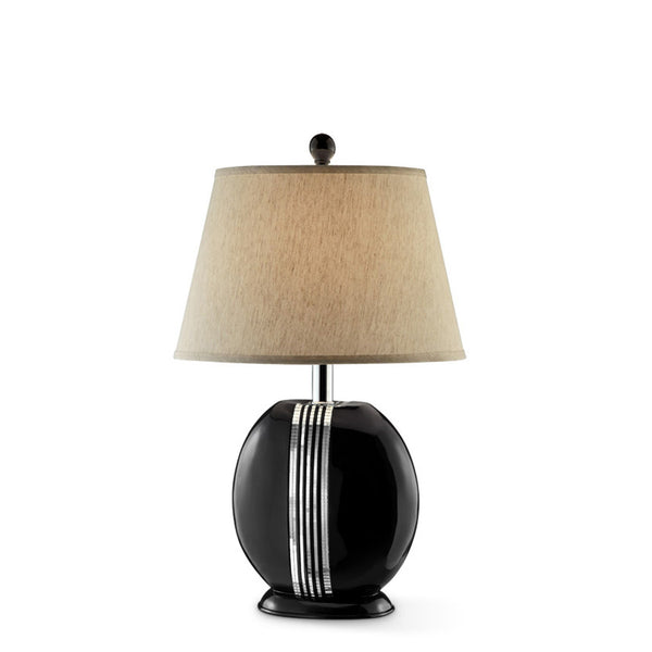 Homeroots Black Polyresin Lamp With Beige Fabric Shade   468676