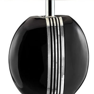 Homeroots Black Polyresin Lamp With Beige Fabric Shade   468676