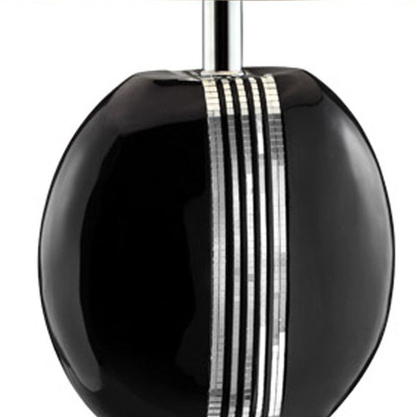 Homeroots Black Polyresin Lamp With Beige Fabric Shade   468676