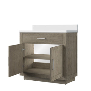 English Elm Grey Oak Single Bath Vanity With Cultured Marble Top - Elegant Design, Soft-Close Doors, Easy Install B2731P257679