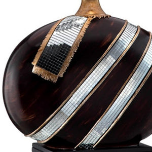 Homeroots Dark Brown Polyresin Lamp With Beige Fabric Shade   468677