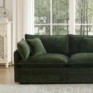 English Elm 2-piece Modular Green Chenille Sofa Set with Deep Cushioned Seating for Living Room W714S00463