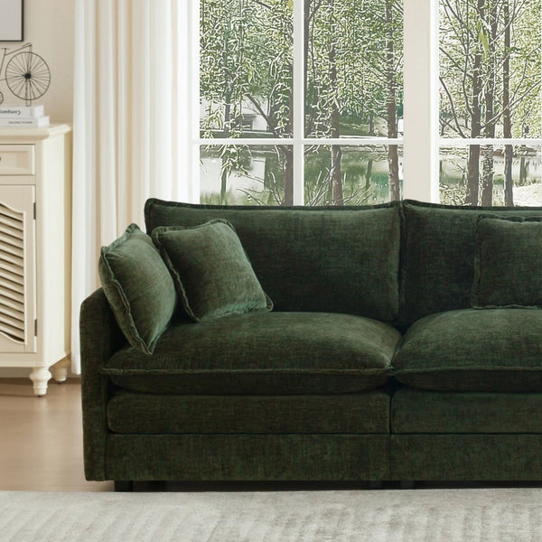 English Elm 2-piece Modular Green Chenille Sofa Set with Deep Cushioned Seating for Living Room W714S00463