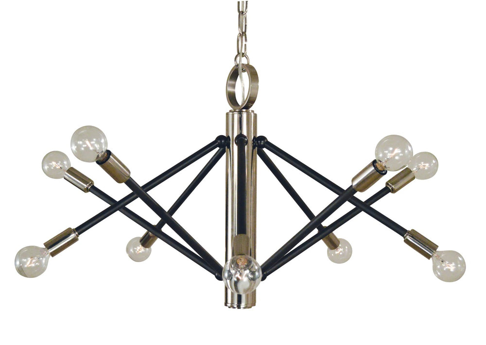 Framburg 10-light Felix Dining Chandelier - Elegant Mahogany Bronze Finish, Perfect For Stylish Dining Spaces Polished Nickel With Matte Black Accents Metal 4687 Pn/Mblack