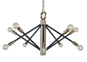 Framburg 10-light Felix Dining Chandelier - Elegant Mahogany Bronze Finish, Perfect For Stylish Dining Spaces Polished Nickel With Matte Black Accents Metal 4687 Pn/Mblack