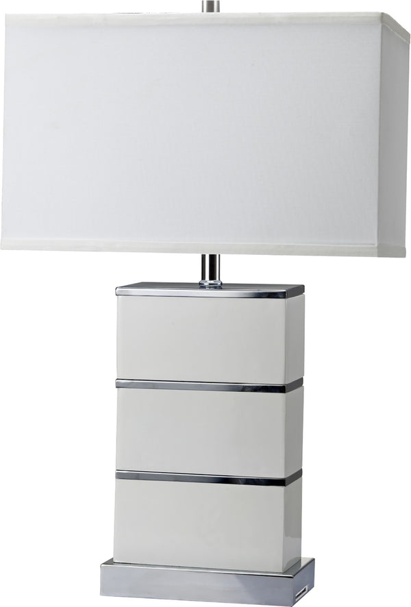 HomeRoots 27" White Bedside Lamp – Modern Design with Soft Illumination for Stylish Nightstands & Decor 468722