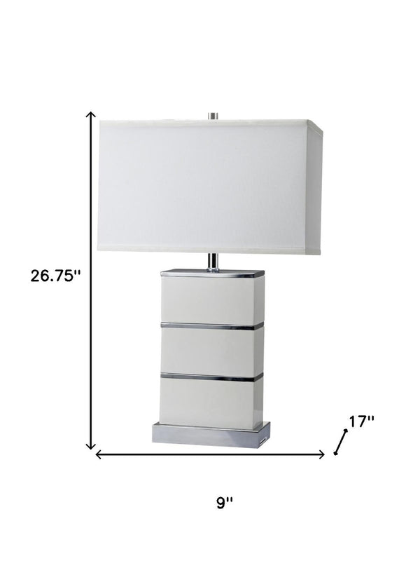 HomeRoots 27" White Bedside Lamp – Modern Design with Soft Illumination for Stylish Nightstands & Decor 468722