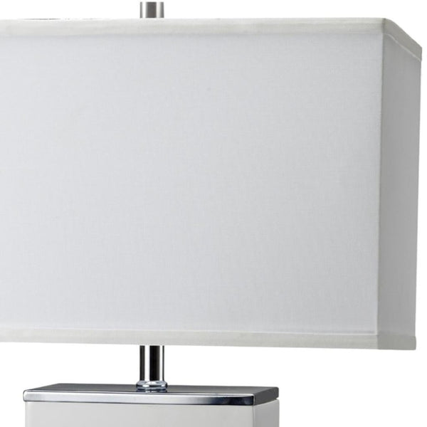 HomeRoots 27" White Bedside Lamp – Modern Design with Soft Illumination for Stylish Nightstands & Decor 468722