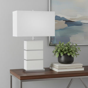 HomeRoots 27" White Bedside Lamp – Modern Design with Soft Illumination for Stylish Nightstands & Decor 468722