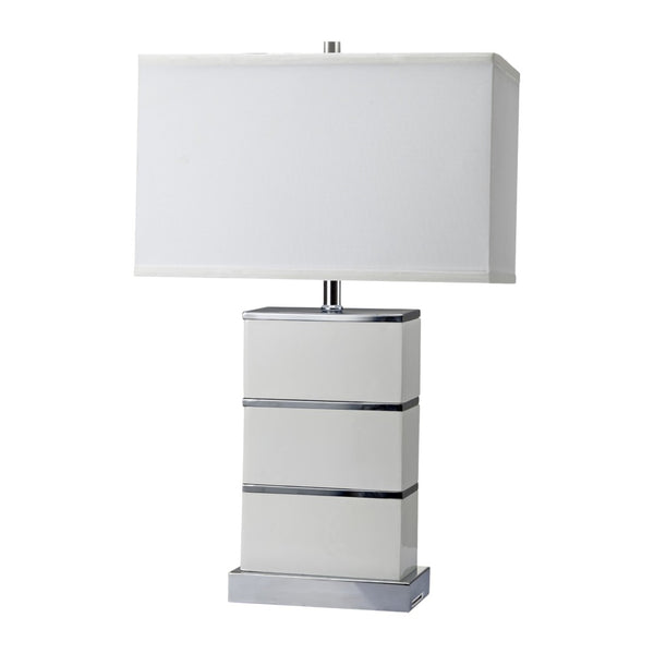 HomeRoots 27" White Bedside Lamp – Modern Design with Soft Illumination for Stylish Nightstands & Decor 468722