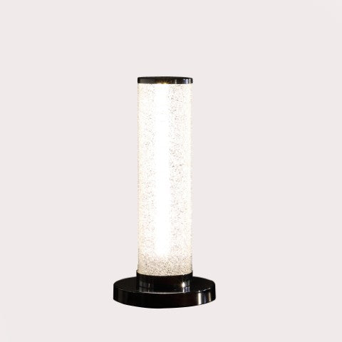 Homeroots 13” Stunning Modern Table Lamp With White Sand Crystal And Steel Base For Dazzling Home Decor   468726