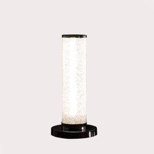 Homeroots 13” Stunning Modern Table Lamp With White Sand Crystal And Steel Base For Dazzling Home Decor   468726