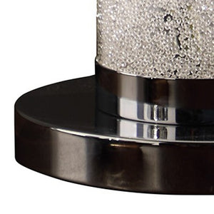 Homeroots 13” Stunning Modern Table Lamp With White Sand Crystal And Steel Base For Dazzling Home Decor   468726
