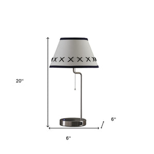 Homeroots 20" Silver Bedside Table Lamp With Off White Empire Shade  Metal 468727