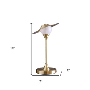 Homeroots 16" Gold Globe Led Table Lamp With Gold Novelty Shade  Metal 468729