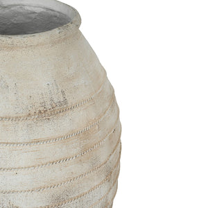 English Elm 22.4x22.4x30.5" Magnesium Floor Planter Ridged Pottery Style Weathered White Finish W2078P495285