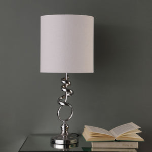 Homeroots 22" Nickel Bedside Table Lamp With Off White Drum Shade  Metal 468732