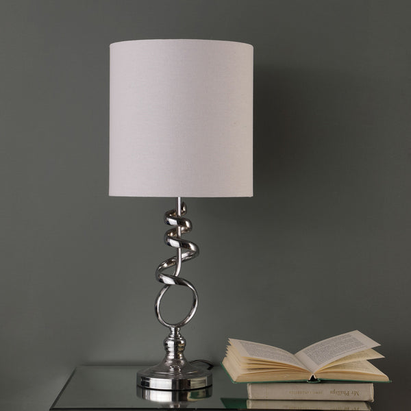 Homeroots 22" Nickel Bedside Table Lamp With Off White Drum Shade  Metal 468732