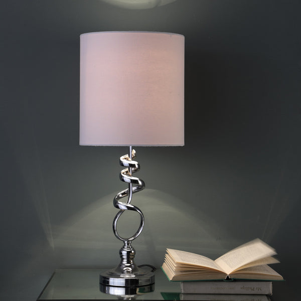 Homeroots 22" Nickel Bedside Table Lamp With Off White Drum Shade  Metal 468732