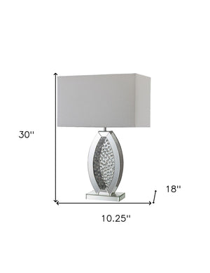 Homeroots Contemporary Glass Table Lamp With Rectangular Shade   468735