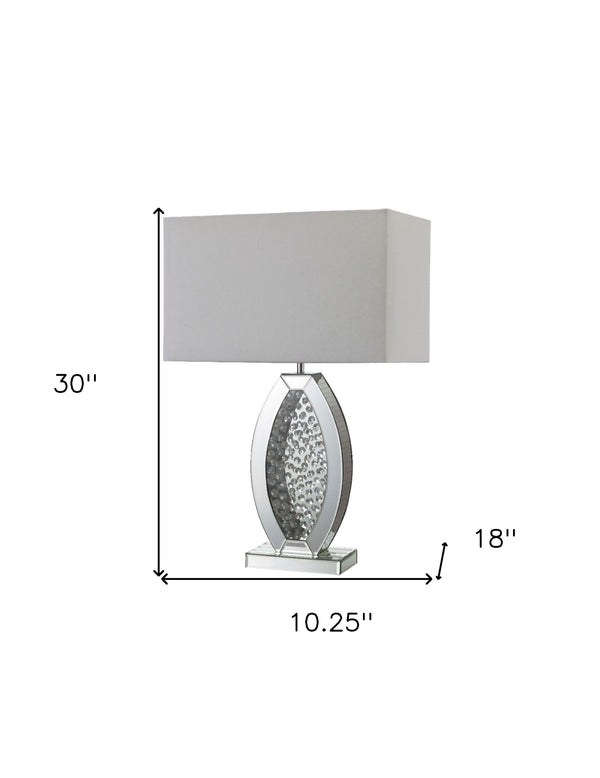 Homeroots Contemporary Glass Table Lamp With Rectangular Shade   468735