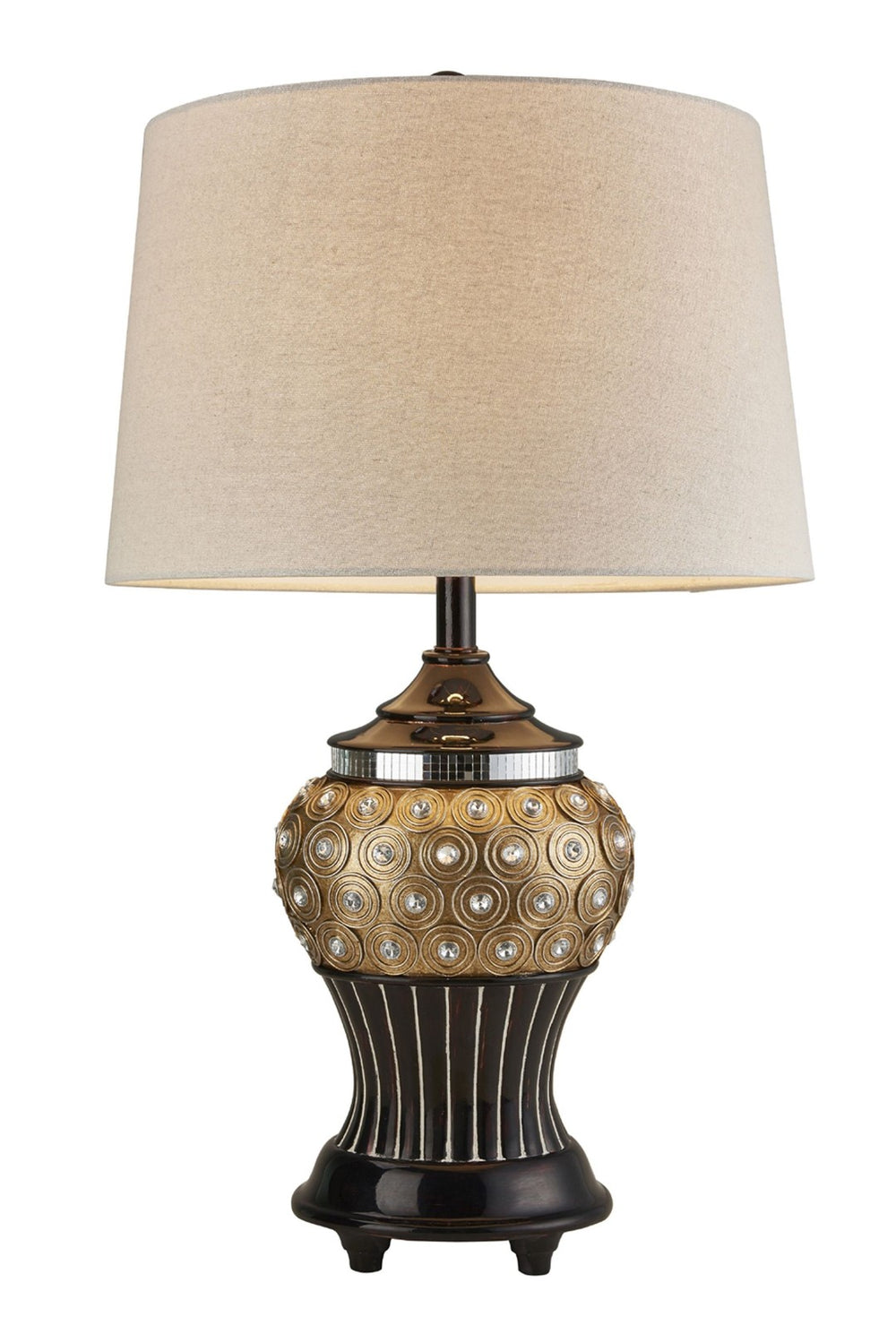 HomeRoots Glitzy Gold Bejeweled Table Lamp - Vintage Glamorous Accent Light with Crystal Detailing for Home Decor 468740