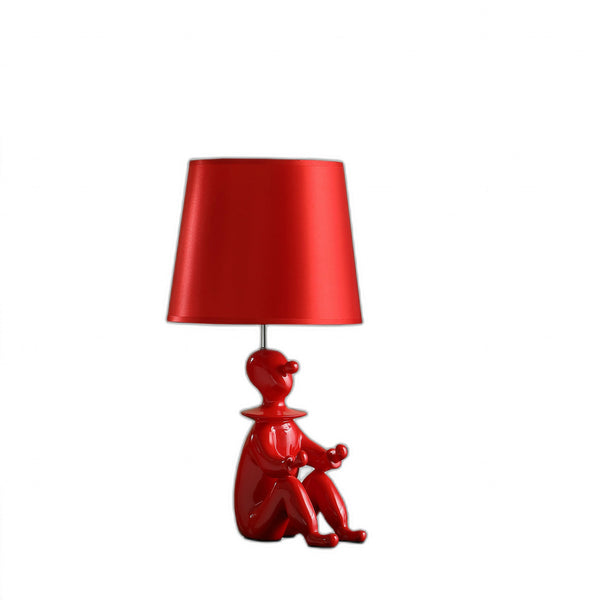 Homeroots 21" Red Bedside Table Lamp With Red Empire Shade  Polyresin 468742