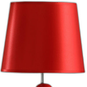 Homeroots 21" Red Bedside Table Lamp With Red Empire Shade  Polyresin 468742