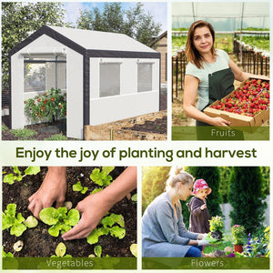 English Elm Outsunny Walk-in Garden Greenhouse Steel Frame Uv Pe Cover Ventilation Windows W2225P217794