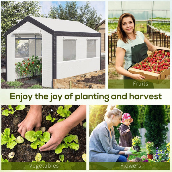 English Elm Outsunny Walk-in Garden Greenhouse Steel Frame Uv Pe Cover Ventilation Windows W2225P217794