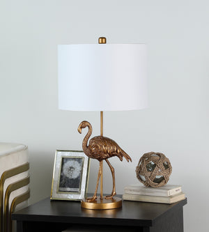 Homeroots 26" Gold Flamingo Table Lamp – Chic White Drum Shade, Stylish Design For Any Décor, Perfect Lighting   468773