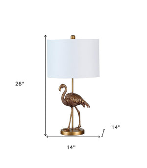 Homeroots 26" Gold Flamingo Table Lamp – Chic White Drum Shade, Stylish Design For Any Décor, Perfect Lighting   468773