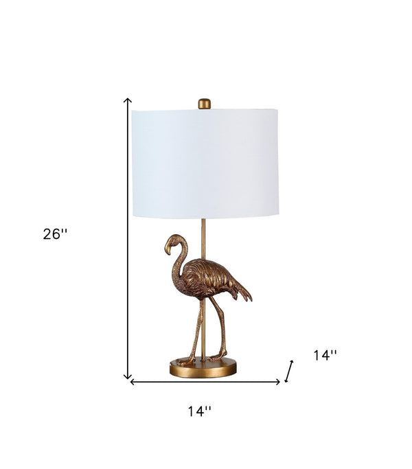 Homeroots 26" Gold Flamingo Table Lamp – Chic White Drum Shade, Stylish Design For Any Décor, Perfect Lighting   468773