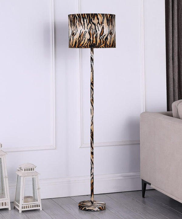Homeroots 59" Brown And Black Bedside Table Lamp With Brown And Black Drum Shade  Metal 468775