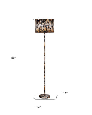 Homeroots 59" Brown And Black Bedside Table Lamp With Brown And Black Drum Shade  Metal 468775
