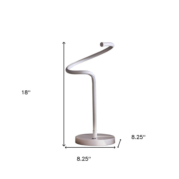 Homeroots 18" White Curvy Spiral Led Table Lamp   468778