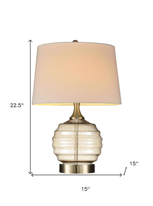 Homeroots 23" Off-white Metal Bedside Table Lamp With Off-white Shade   468787