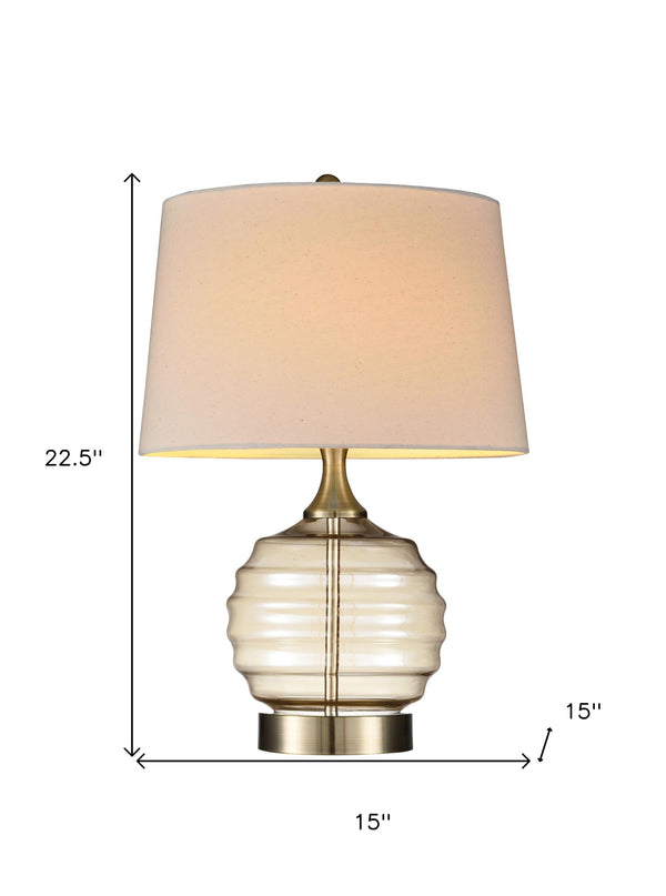 Homeroots 23" Off-white Metal Bedside Table Lamp With Off-white Shade   468787