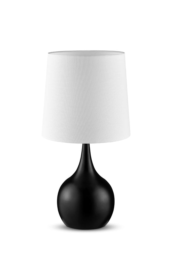 Homeroots 24" Black Metal Bedside Table Lamp With White Shade Powder Cloud Black  468789