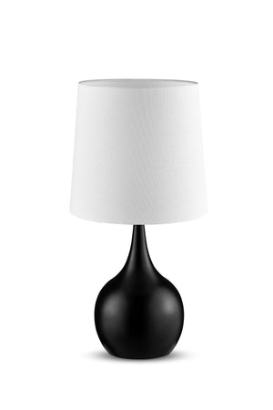 Homeroots 24" Black Metal Bedside Table Lamp With White Shade Powder Cloud Black  468789