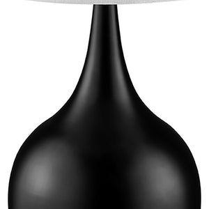 Homeroots 24" Black Metal Bedside Table Lamp With White Shade Powder Cloud Black  468789