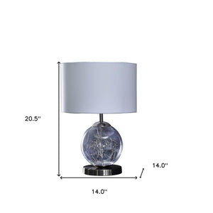 Homeroots 21" Translucent Glass Globe Led Table Lamp With White Drum Shade   468795