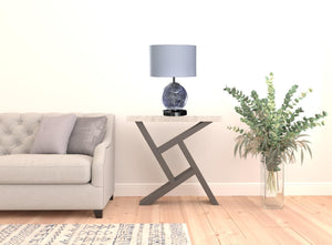 Homeroots 21" Translucent Glass Globe Led Table Lamp With White Drum Shade   468795