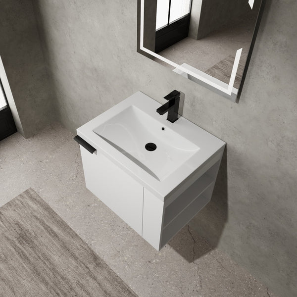 English Elm 24" Modern Bathroom Vanity Sink Combo - Stylish White Oak Cabinet With Soft-Close Doors & Storage W1972P204943
