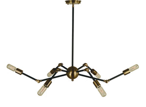 Framburg 6-light Vintage-inspired Felix Chandelier With Adjustable Design - Made In The Usa For Unique Spaces Antique Brass With Matte Black Metal 4688 Ab/Mblack