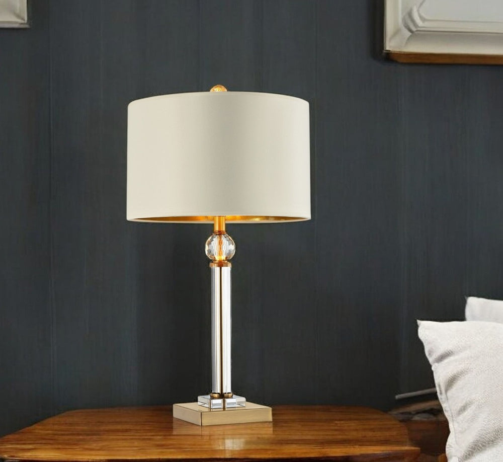 HomeRoots Gold Crystal Accent Desk Lamp - Elegant Modern Glamour with Warm Ambient Lighting for Any Room 468828