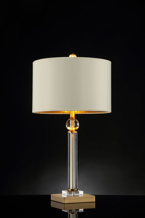 HomeRoots Gold Crystal Accent Desk Lamp - Elegant Modern Glamour with Warm Ambient Lighting for Any Room 468828