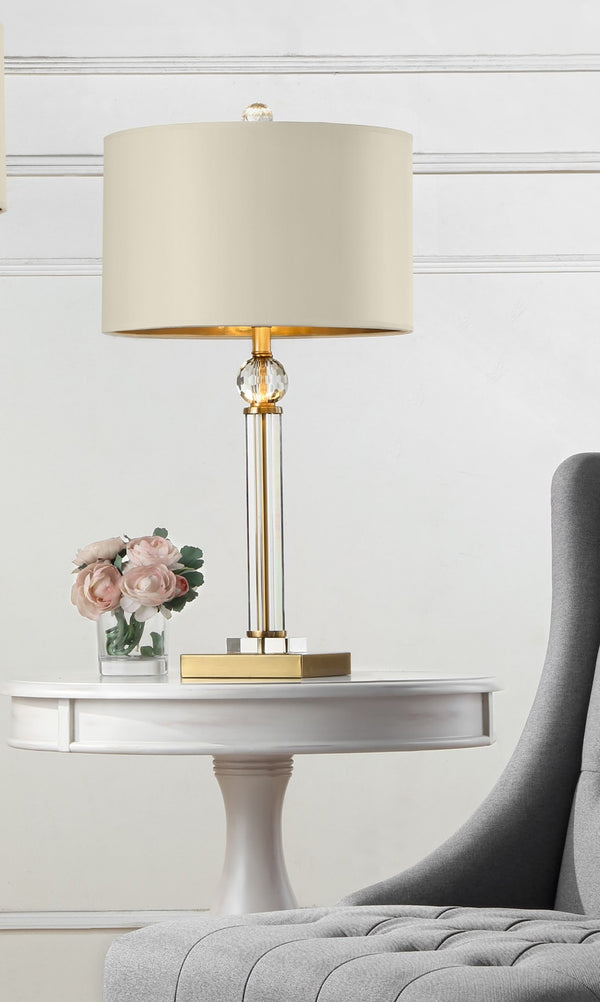 HomeRoots Gold Crystal Accent Desk Lamp - Elegant Modern Glamour with Warm Ambient Lighting for Any Room 468828